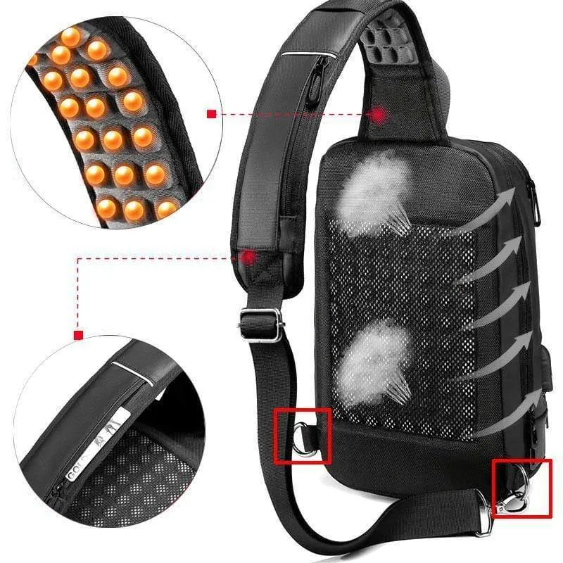 Schwarz Brust Packs Männer USB Lade Casual Schulter Umhängetaschen Wasser Abweisend Reise Umhängetasche Männlichen n1820