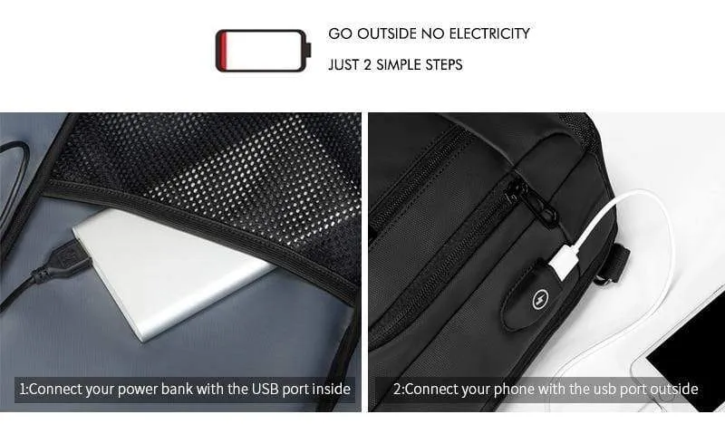 Schwarz Brust Packs Männer USB Lade Casual Schulter Umhängetaschen Wasser Abweisend Reise Umhängetasche Männlichen n1820