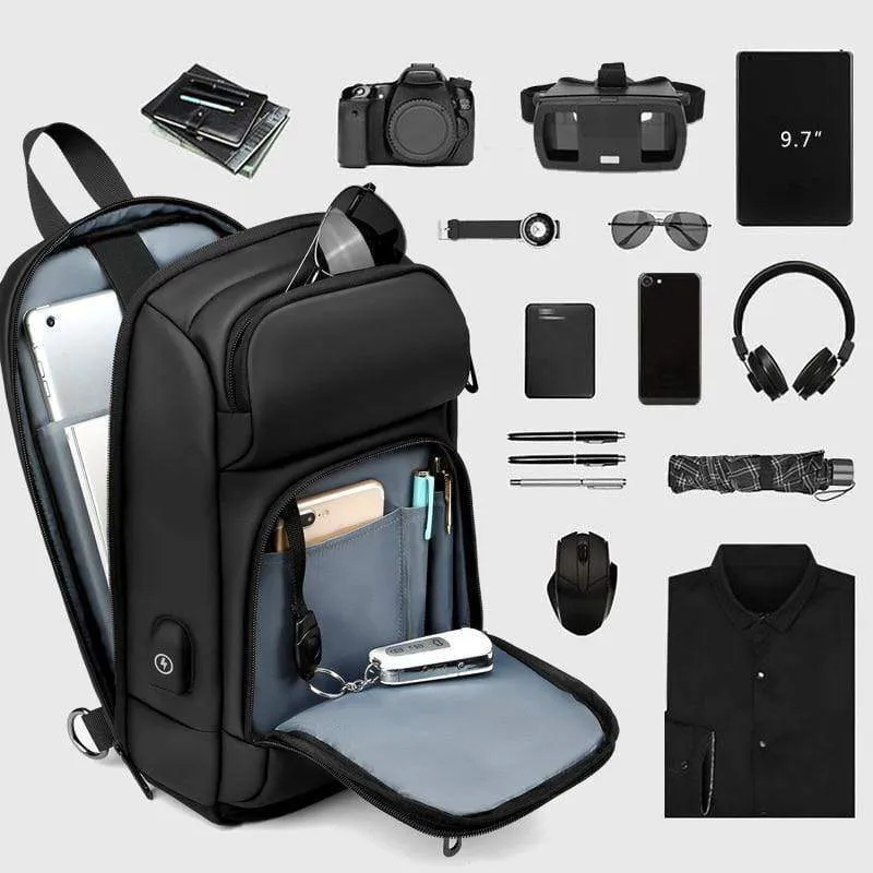 Schwarz Brust Packs Männer USB Lade Casual Schulter Umhängetaschen Wasser Abweisend Reise Umhängetasche Männlichen n1820