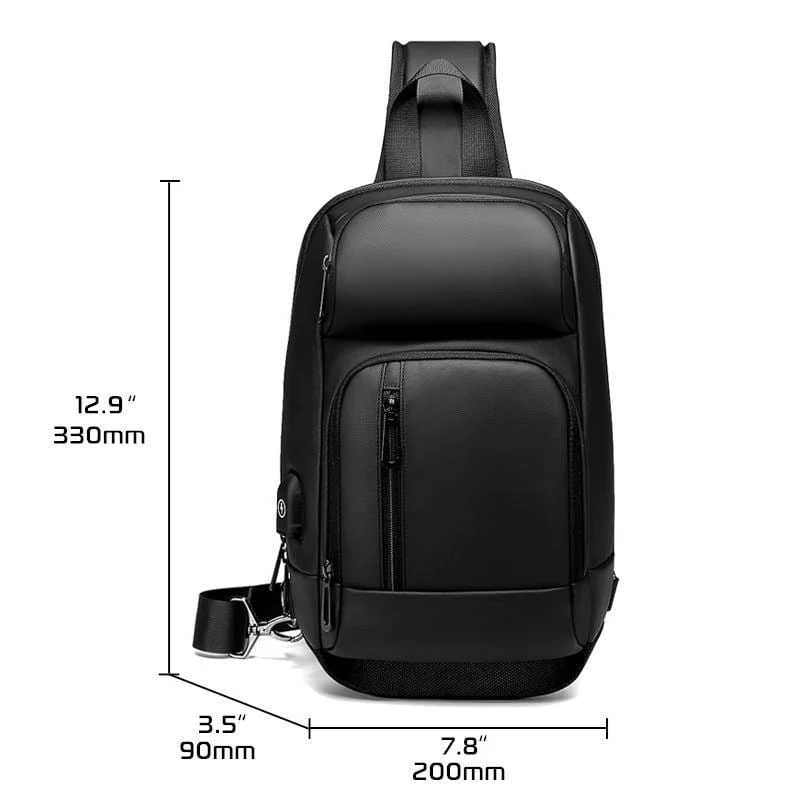 Schwarz Brust Packs Männer USB Lade Casual Schulter Umhängetaschen Wasser Abweisend Reise Umhängetasche Männlichen n1820