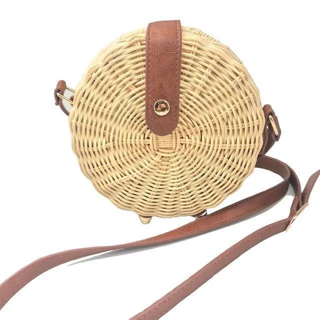 Art-Strohbeutel-Handtaschen-Frauen-Sommer-Rattan-Beutel-handgemachte gesponnene Strand-Kreis-Böhmen-Handtasche Neue Art und Weise