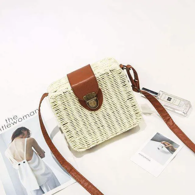 Art-Strohbeutel-Handtaschen-Frauen-Sommer-Rattan-Beutel-handgemachte gesponnene Strand-Kreis-Böhmen-Handtasche Neue Art und Weise