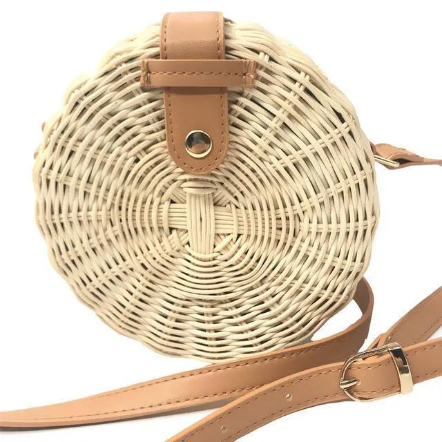 Art-Strohbeutel-Handtaschen-Frauen-Sommer-Rattan-Beutel-handgemachte gesponnene Strand-Kreis-Böhmen-Handtasche Neue Art und Weise