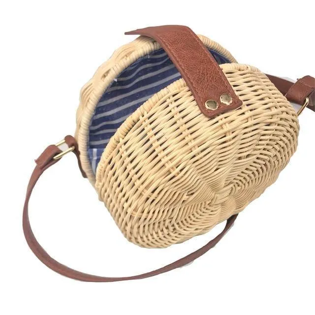 Art-Strohbeutel-Handtaschen-Frauen-Sommer-Rattan-Beutel-handgemachte gesponnene Strand-Kreis-Böhmen-Handtasche Neue Art und Weise