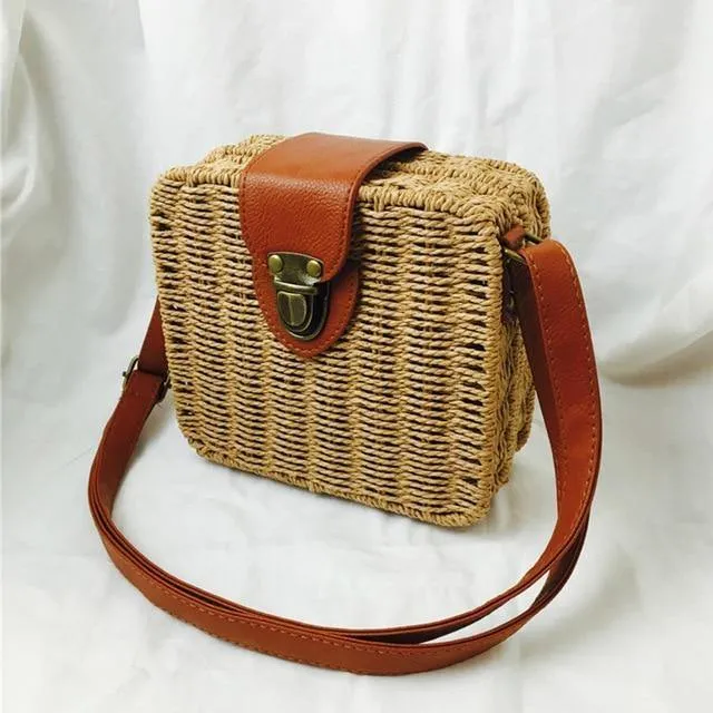 Art-Strohbeutel-Handtaschen-Frauen-Sommer-Rattan-Beutel-handgemachte gesponnene Strand-Kreis-Böhmen-Handtasche Neue Art und Weise