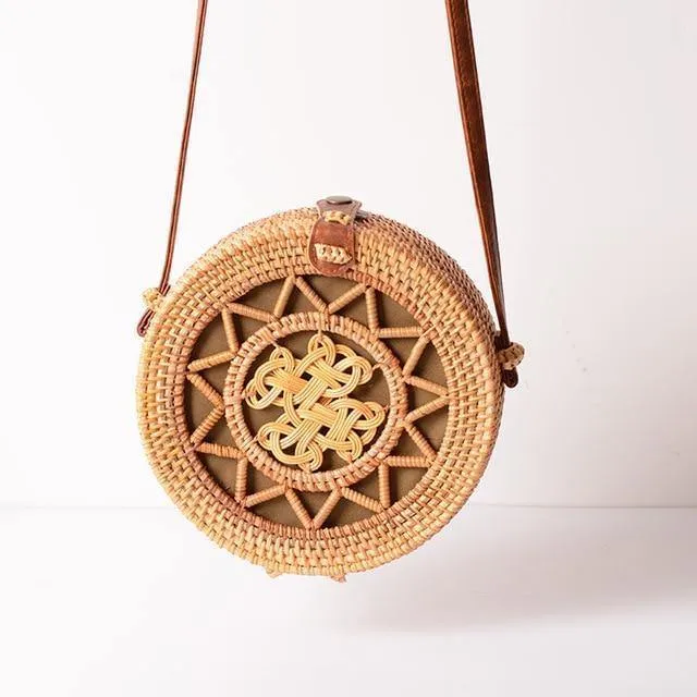 Art-Strohbeutel-Handtaschen-Frauen-Sommer-Rattan-Beutel-handgemachte gesponnene Strand-Kreis-Böhmen-Handtasche Neue Art und Weise
