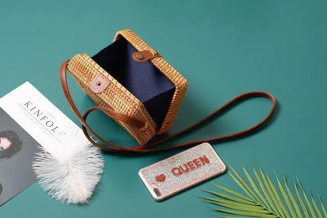 Art-Strohbeutel-Handtaschen-Frauen-Sommer-Rattan-Beutel-handgemachte gesponnene Strand-Kreis-Böhmen-Handtasche Neue Art und Weise