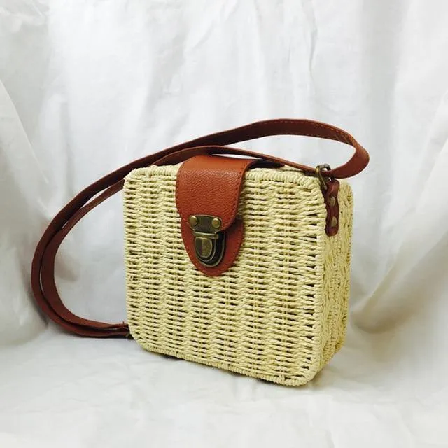 Art-Strohbeutel-Handtaschen-Frauen-Sommer-Rattan-Beutel-handgemachte gesponnene Strand-Kreis-Böhmen-Handtasche Neue Art und Weise