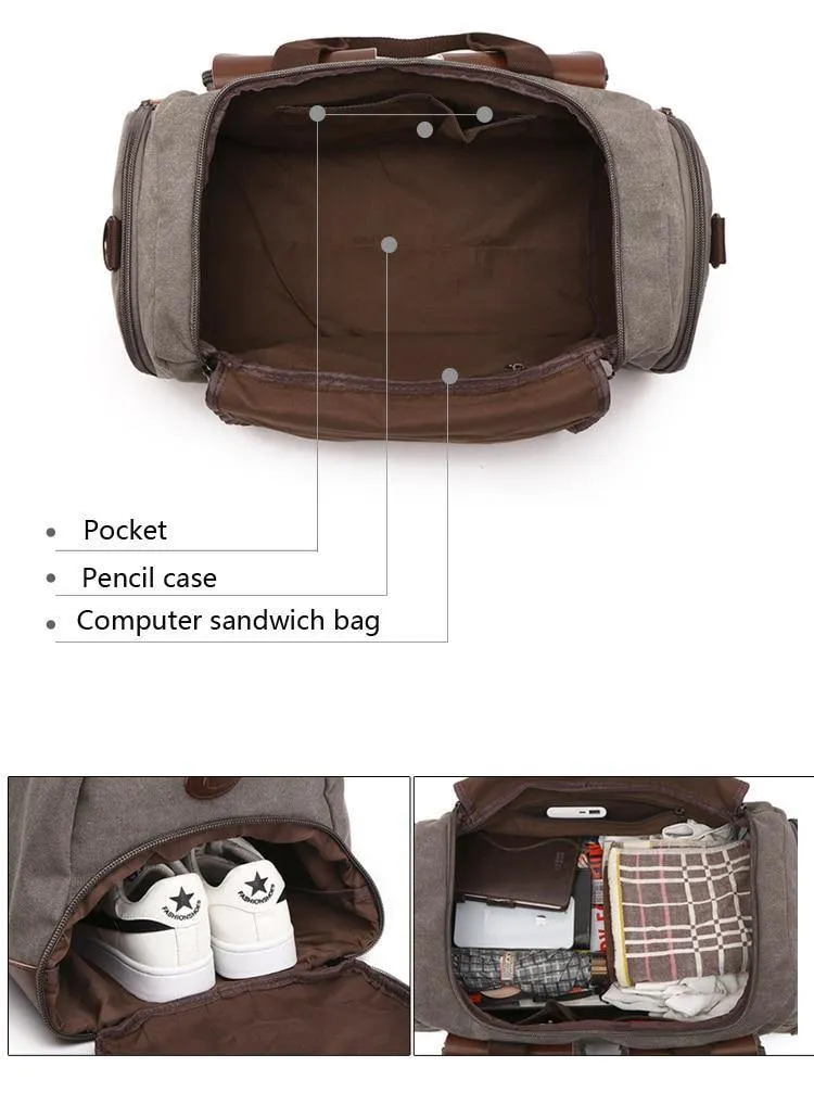Leinwand Leder Männer Reisetasche Europäischen Stil Reisetaschen Handtasche Hohe Kapazität Umhängetasche Travel Crossbody Baggage