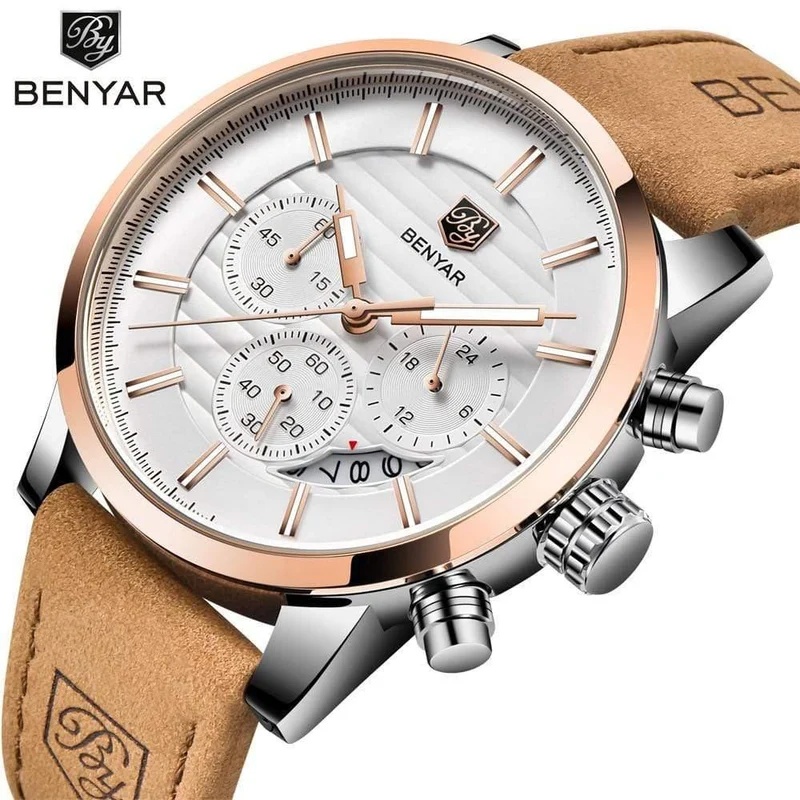 Herrenuhren Top-Marke Luxury Business Wasserdicht Sport Chronograph Quarz Braun Gold Männliche Uhr Relogio Masculino 2019