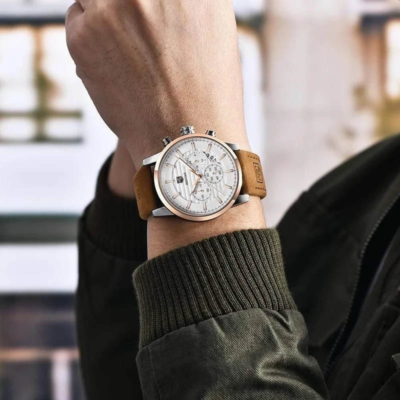 Herrenuhren Top-Marke Luxury Business Wasserdicht Sport Chronograph Quarz Braun Gold Männliche Uhr Relogio Masculino 2019