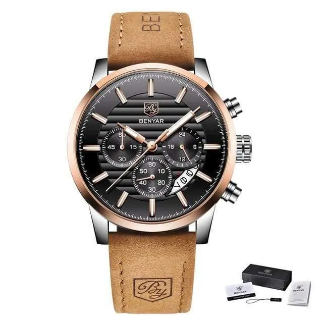 Herrenuhren Top-Marke Luxury Business Wasserdicht Sport Chronograph Quarz Braun Gold Männliche Uhr Relogio Masculino 2019