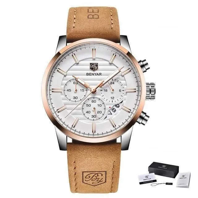 Herrenuhren Top-Marke Luxury Business Wasserdicht Sport Chronograph Quarz Braun Gold Männliche Uhr Relogio Masculino 2019