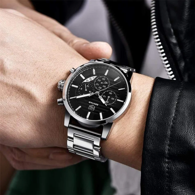 Herrenuhren Top-Marke Luxury Business Wasserdicht Sport Chronograph Quarz Braun Gold Männliche Uhr Relogio Masculino 2019