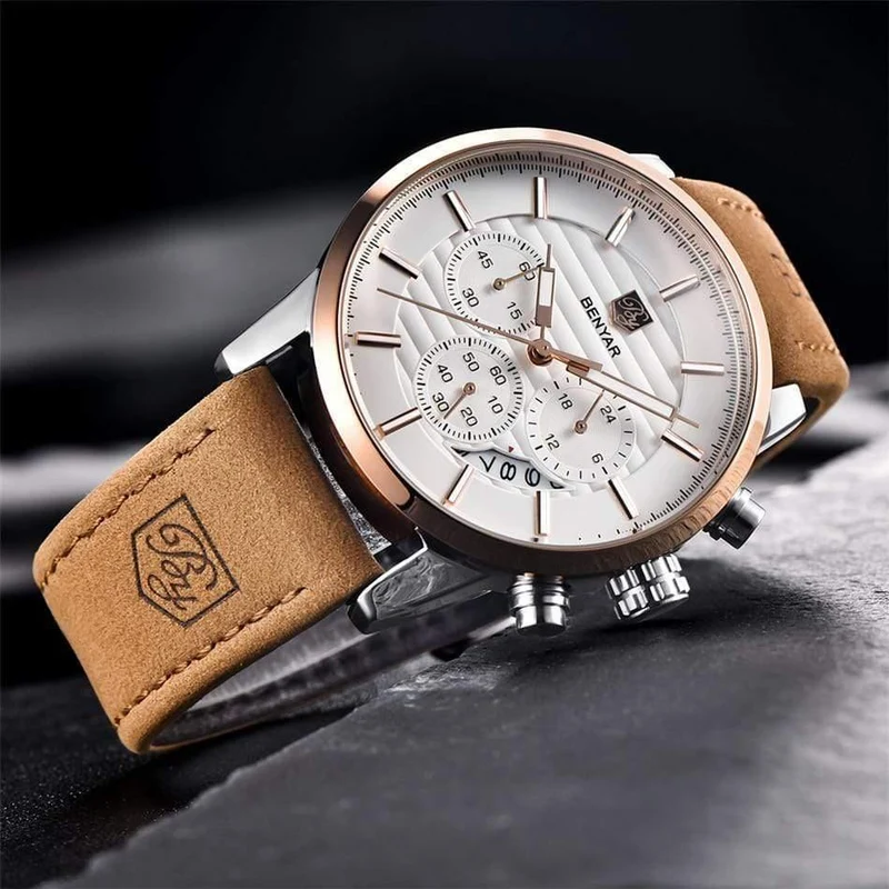 Herrenuhren Top-Marke Luxury Business Wasserdicht Sport Chronograph Quarz Braun Gold Männliche Uhr Relogio Masculino 2019