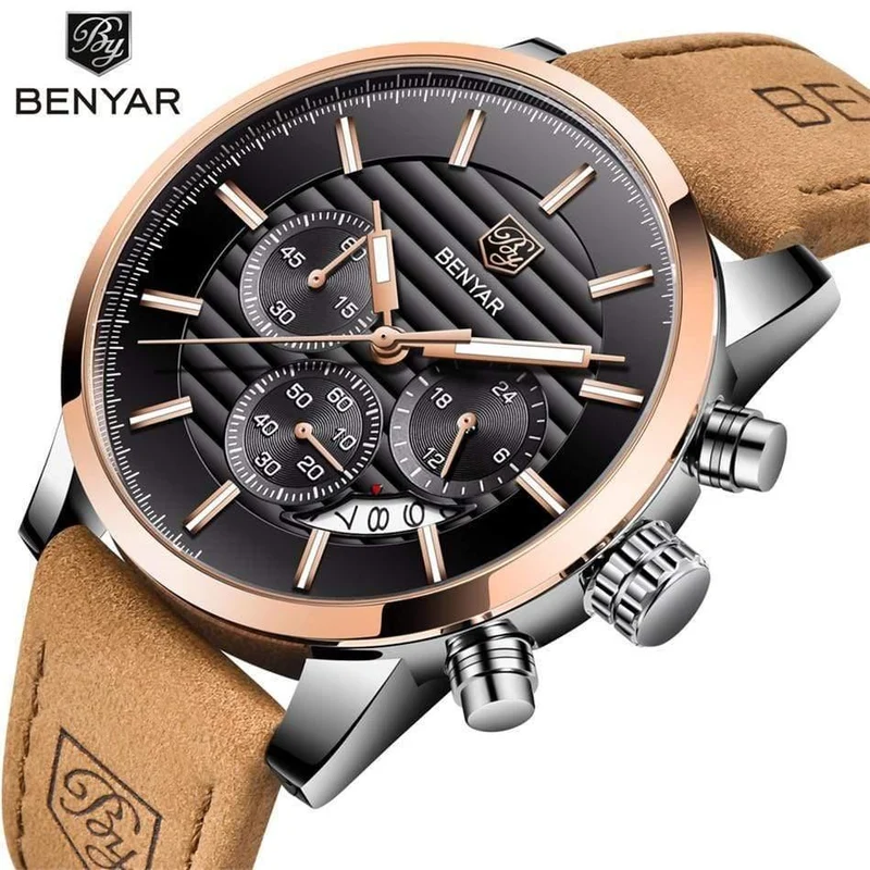 Herrenuhren Top-Marke Luxury Business Wasserdicht Sport Chronograph Quarz Braun Gold Männliche Uhr Relogio Masculino 2019
