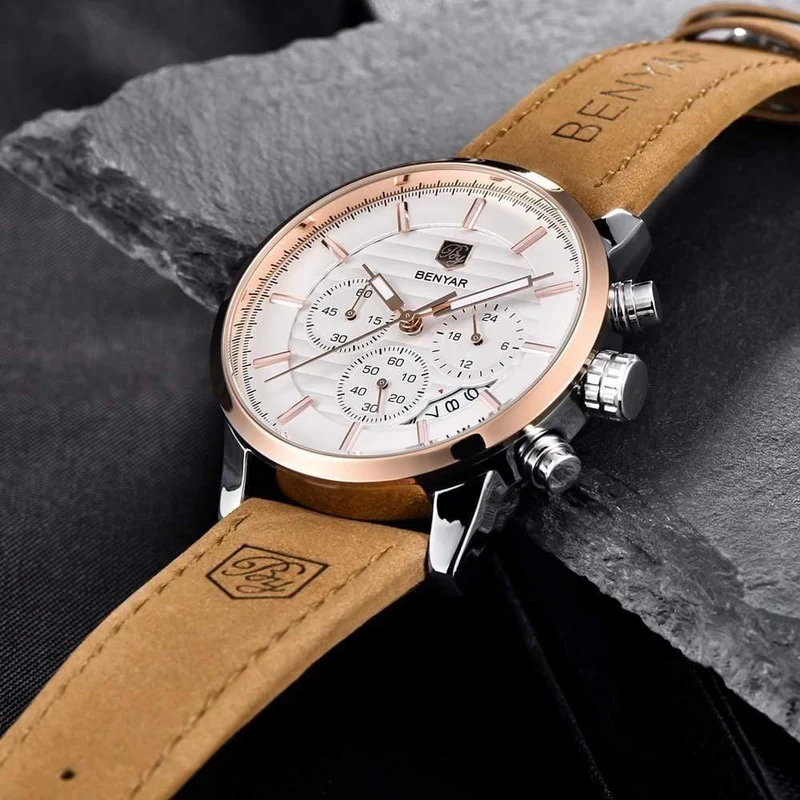 Herrenuhren Top-Marke Luxury Business Wasserdicht Sport Chronograph Quarz Braun Gold Männliche Uhr Relogio Masculino 2019