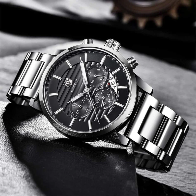 Herrenuhren Top-Marke Luxury Business Wasserdicht Sport Chronograph Quarz Braun Gold Männliche Uhr Relogio Masculino 2019
