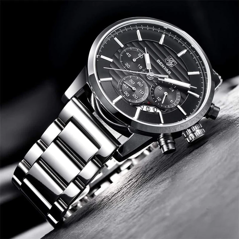Herrenuhren Top-Marke Luxury Business Wasserdicht Sport Chronograph Quarz Braun Gold Männliche Uhr Relogio Masculino 2019