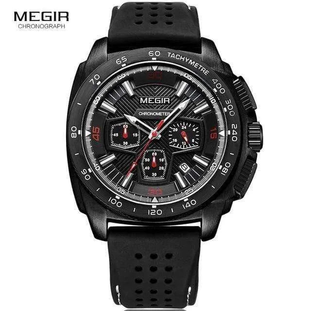 Herren-Chronograph, Sportuhr mit Quarzwerk, Gummiband, leuchtende Armbanduhr für Männer und Jungen 2056G-1N0
