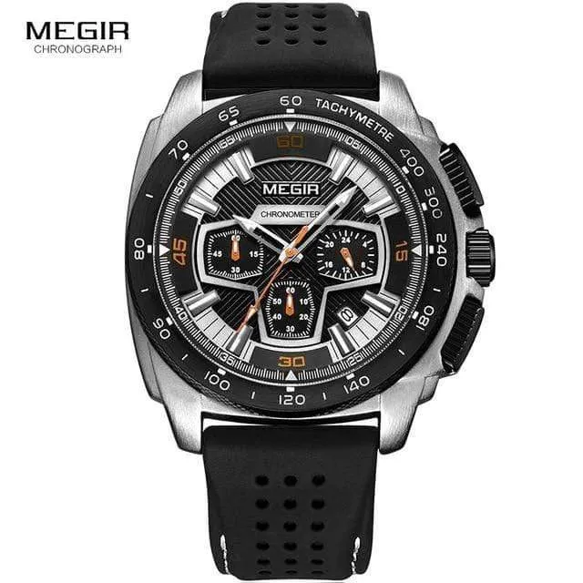 Herren-Chronograph, Sportuhr mit Quarzwerk, Gummiband, leuchtende Armbanduhr für Männer und Jungen 2056G-1N0