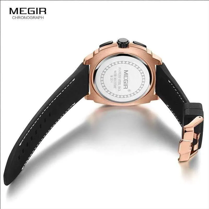 Herren-Chronograph, Sportuhr mit Quarzwerk, Gummiband, leuchtende Armbanduhr für Männer und Jungen 2056G-1N0