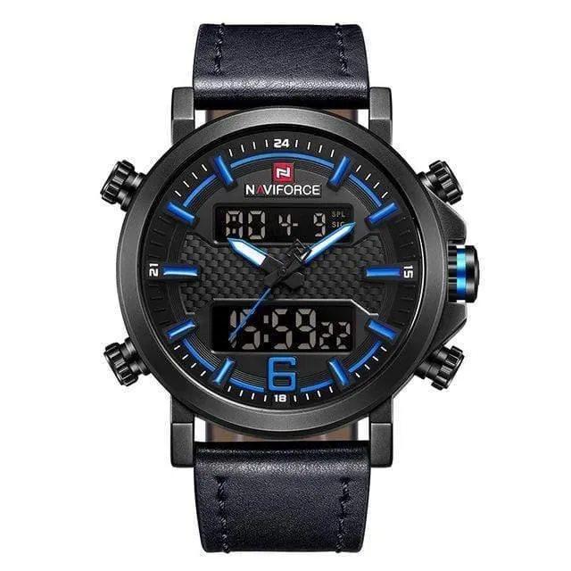 Herrenmode Sportuhr Herren Leder Wasserdicht Quarzuhren Männliches Datum LED Analoguhr Relogio Masculino