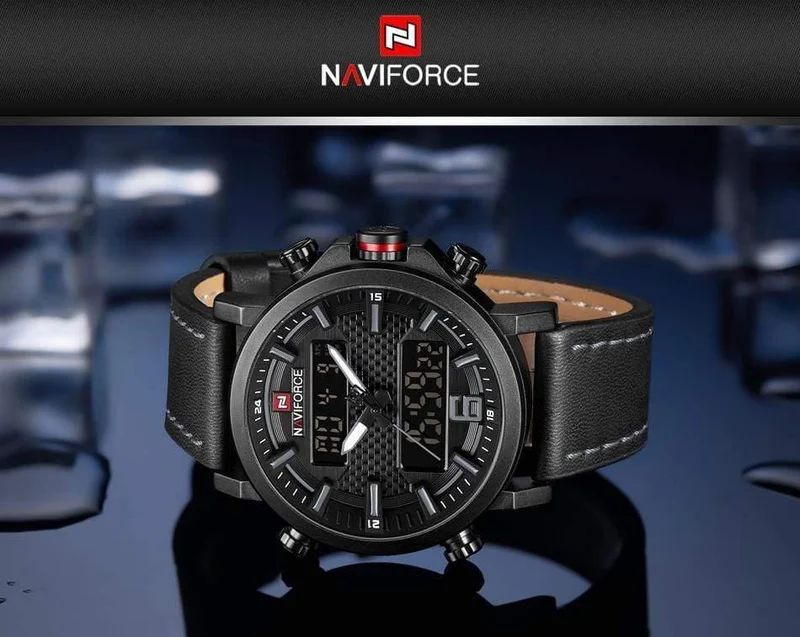 Herrenmode Sportuhr Herren Leder Wasserdicht Quarzuhren Männliches Datum LED Analoguhr Relogio Masculino
