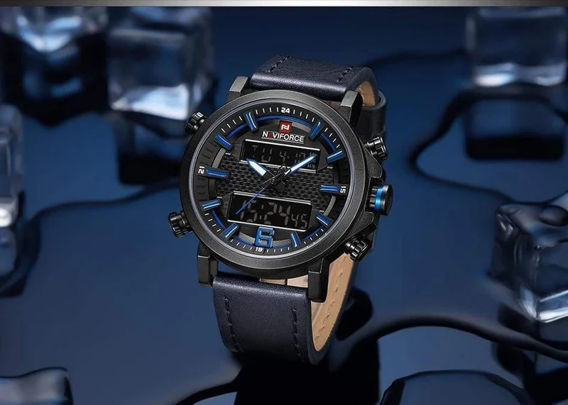 Herrenmode Sportuhr Herren Leder Wasserdicht Quarzuhren Männliches Datum LED Analoguhr Relogio Masculino