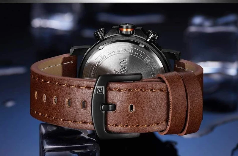Herrenmode Sportuhr Herren Leder Wasserdicht Quarzuhren Männliches Datum LED Analoguhr Relogio Masculino