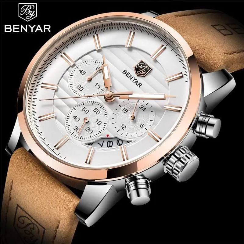 Lässige Mode Männer Quarzuhr Luxus Militär Lederband Chronograph Männer Uhr Relogio Masculino