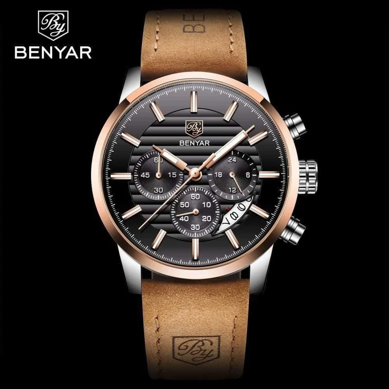 Lässige Mode Männer Quarzuhr Luxus Militär Lederband Chronograph Männer Uhr Relogio Masculino