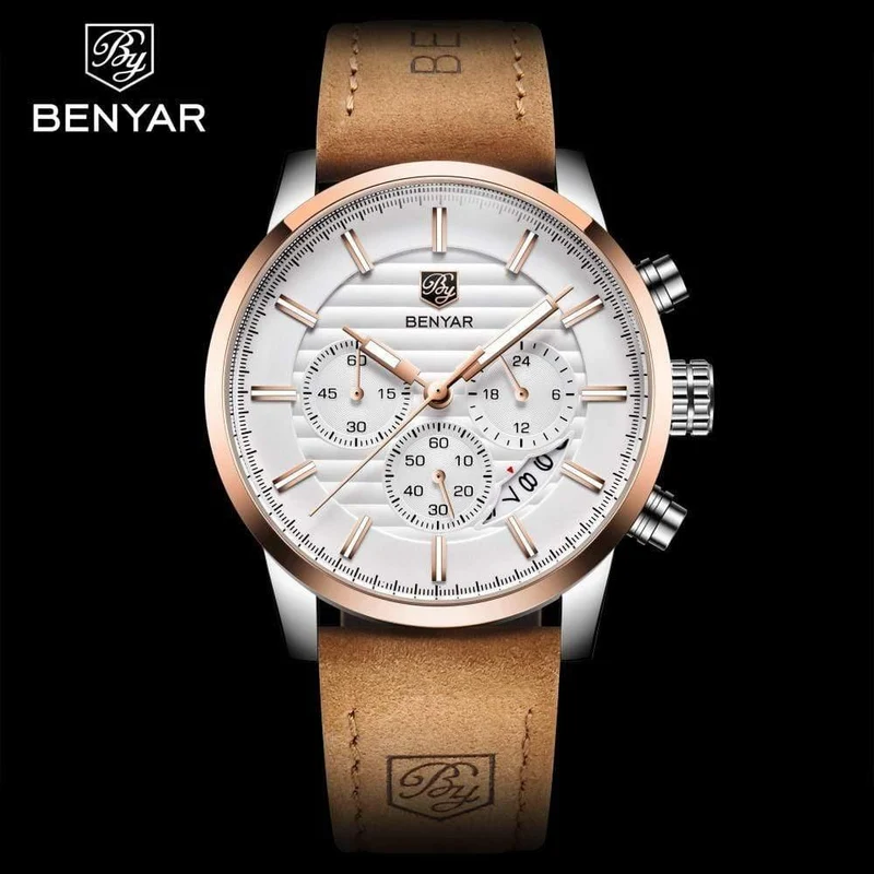 Lässige Mode Männer Quarzuhr Luxus Militär Lederband Chronograph Männer Uhr Relogio Masculino