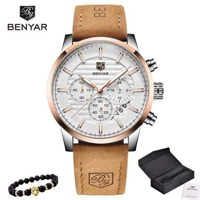 Lässige Mode Männer Quarzuhr Luxus Militär Lederband Chronograph Männer Uhr Relogio Masculino