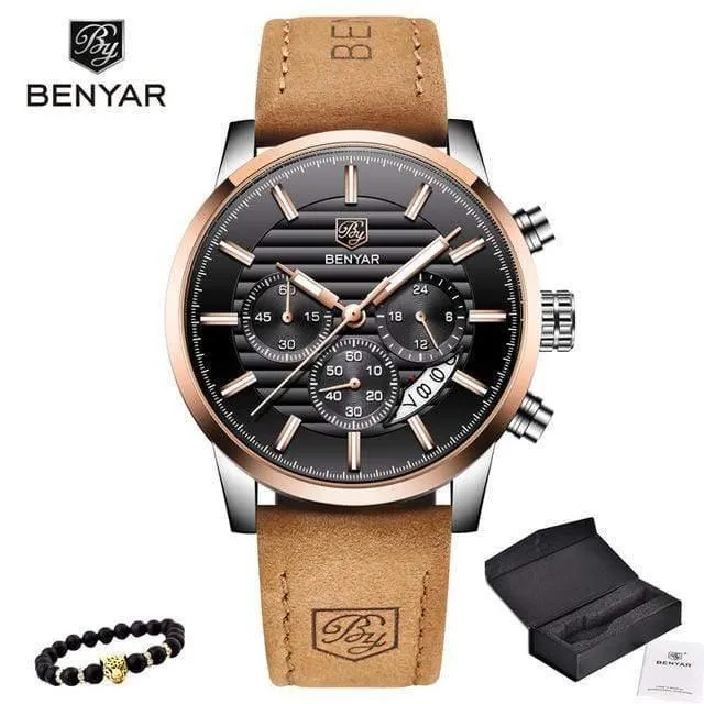 Lässige Mode Männer Quarzuhr Luxus Militär Lederband Chronograph Männer Uhr Relogio Masculino
