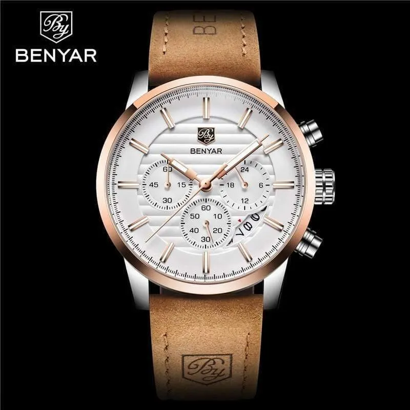 Lässige Mode Männer Quarzuhr Luxus Militär Lederband Chronograph Männer Uhr Relogio Masculino