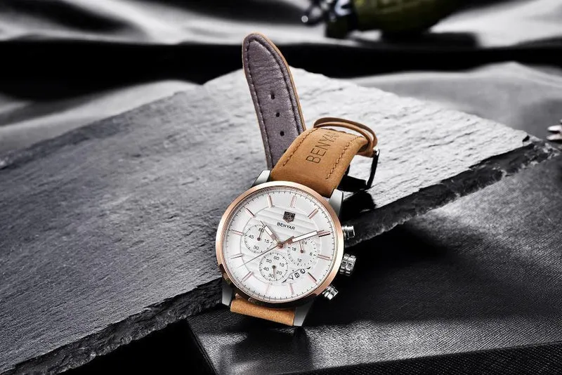 Lässige Mode Männer Quarzuhr Luxus Militär Lederband Chronograph Männer Uhr Relogio Masculino