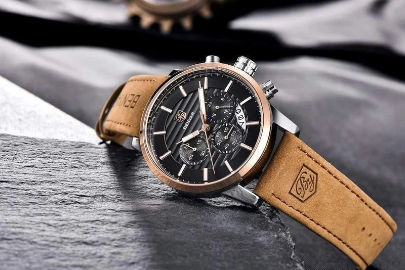 Lässige Mode Männer Quarzuhr Luxus Militär Lederband Chronograph Männer Uhr Relogio Masculino