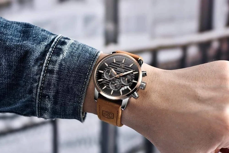 Lässige Mode Männer Quarzuhr Luxus Militär Lederband Chronograph Männer Uhr Relogio Masculino