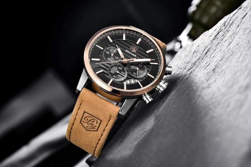 Lässige Mode Männer Quarzuhr Luxus Militär Lederband Chronograph Männer Uhr Relogio Masculino