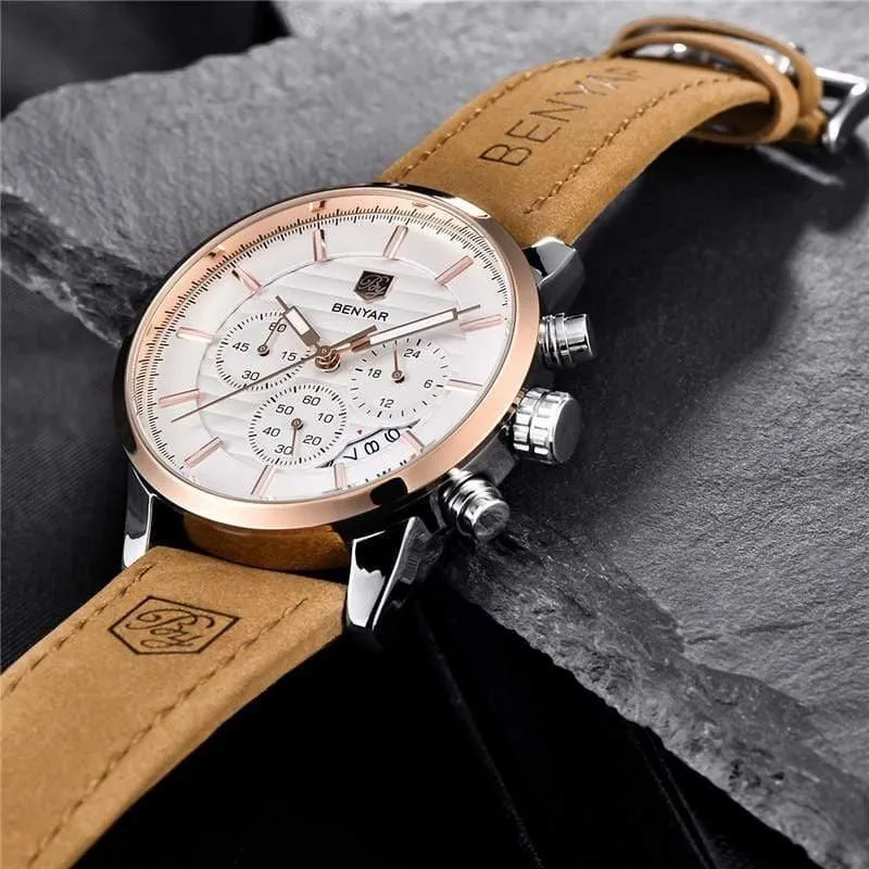 Lässige Mode Männer Quarzuhr Luxus Militär Lederband Chronograph Männer Uhr Relogio Masculino