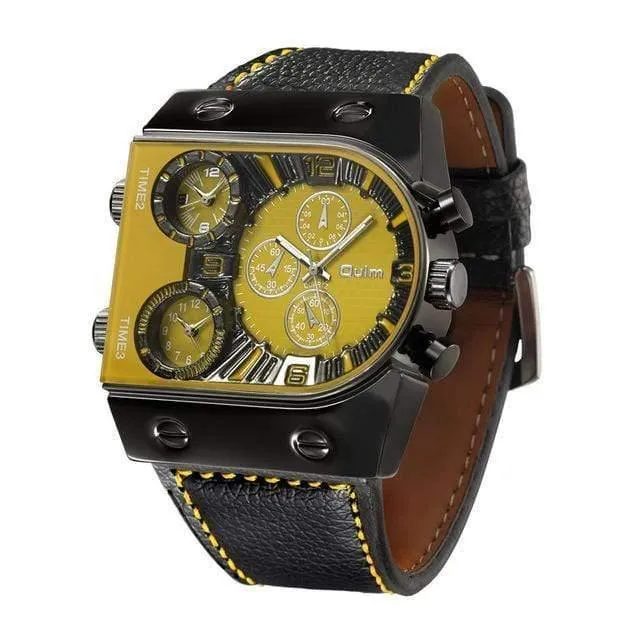 Männer Uhren Herren Quarz Casual Lederband Armbanduhr Sport Mann Multi-Zeit Zone Militär Männliche Uhr Uhr relogios