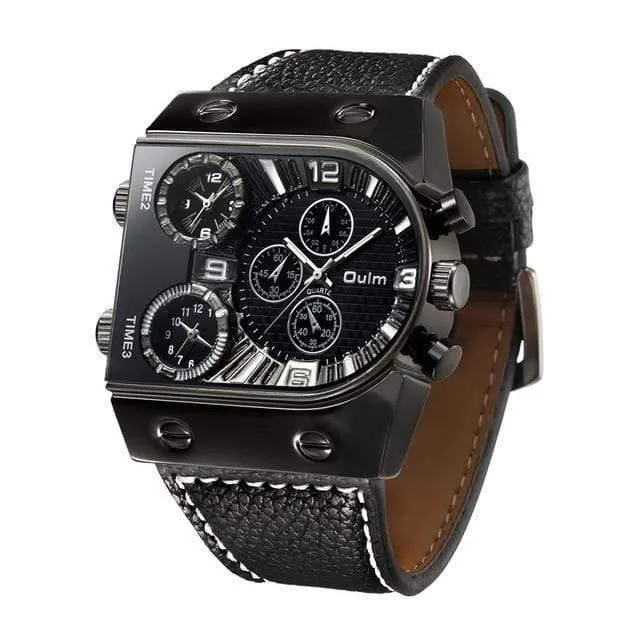 Männer Uhren Herren Quarz Casual Lederband Armbanduhr Sport Mann Multi-Zeit Zone Militär Männliche Uhr Uhr relogios