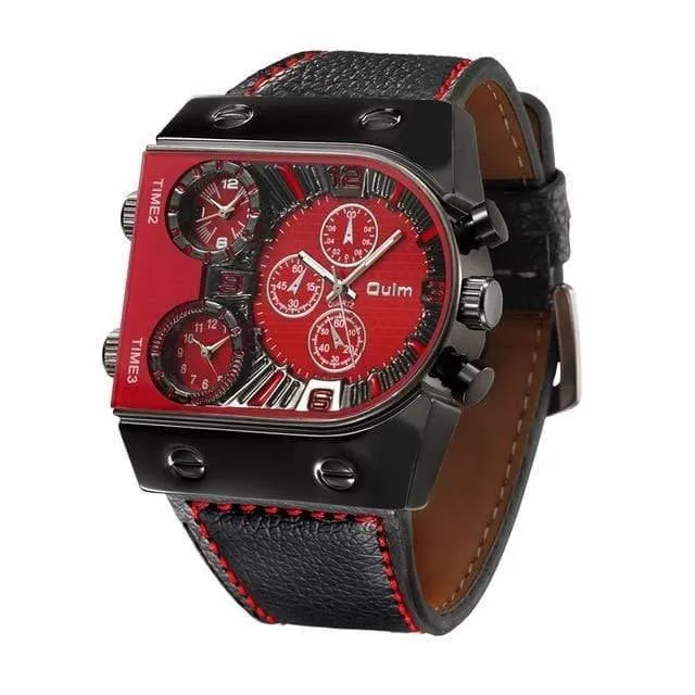 Männer Uhren Herren Quarz Casual Lederband Armbanduhr Sport Mann Multi-Zeit Zone Militär Männliche Uhr Uhr relogios