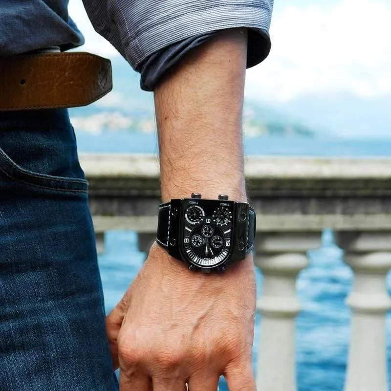Männer Uhren Herren Quarz Casual Lederband Armbanduhr Sport Mann Multi-Zeit Zone Militär Männliche Uhr Uhr relogios
