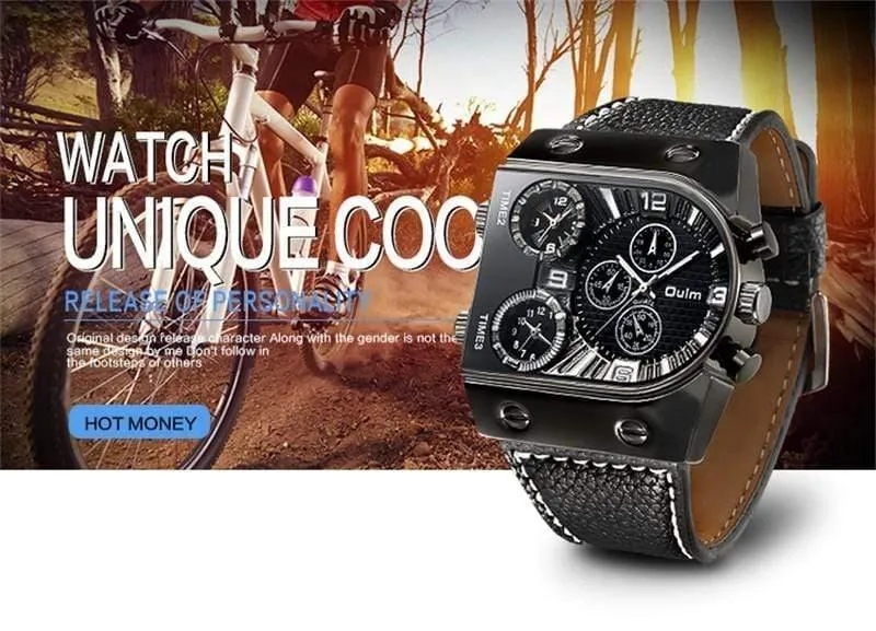Männer Uhren Herren Quarz Casual Lederband Armbanduhr Sport Mann Multi-Zeit Zone Militär Männliche Uhr Uhr relogios
