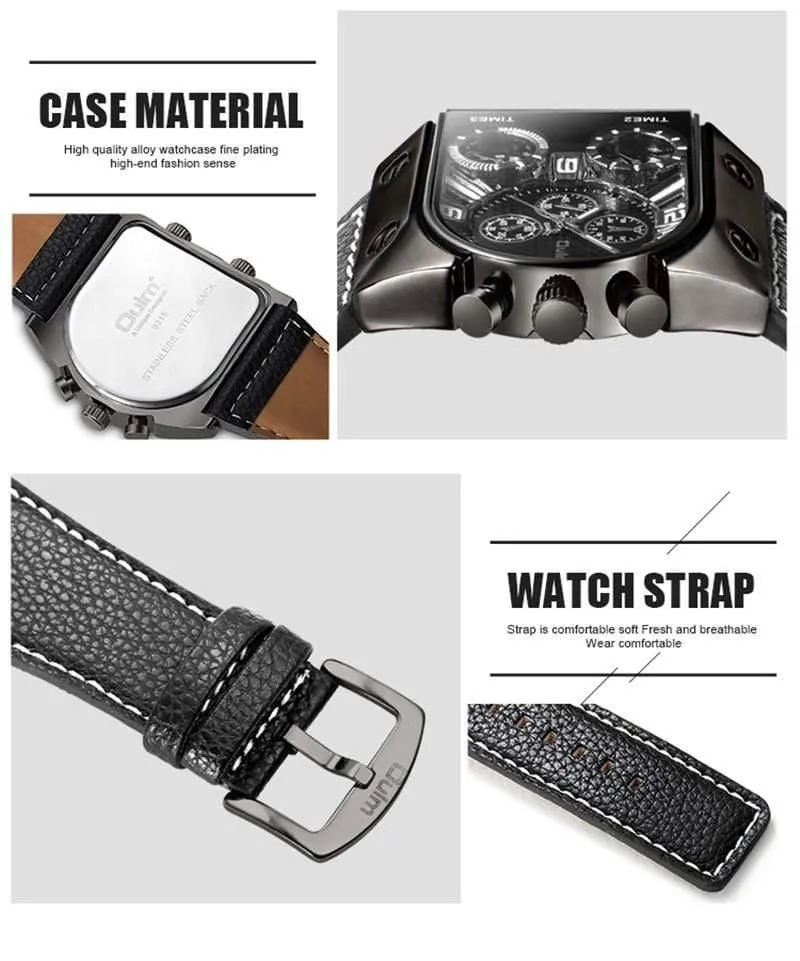 Männer Uhren Herren Quarz Casual Lederband Armbanduhr Sport Mann Multi-Zeit Zone Militär Männliche Uhr Uhr relogios