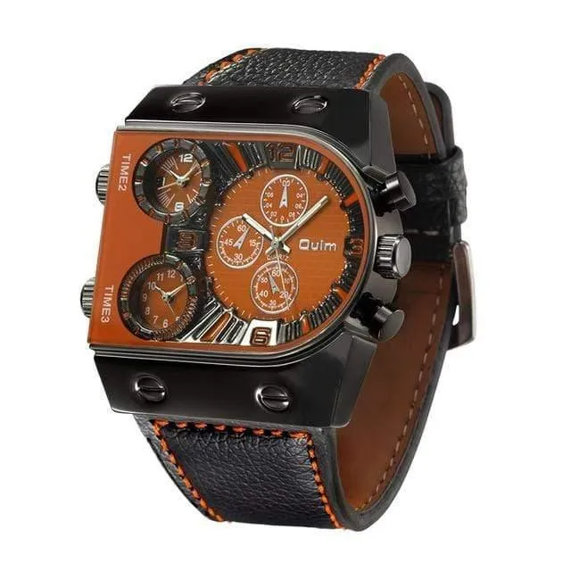 Männer Uhren Herren Quarz Casual Lederband Armbanduhr Sport Mann Multi-Zeit Zone Militär Männliche Uhr Uhr relogios