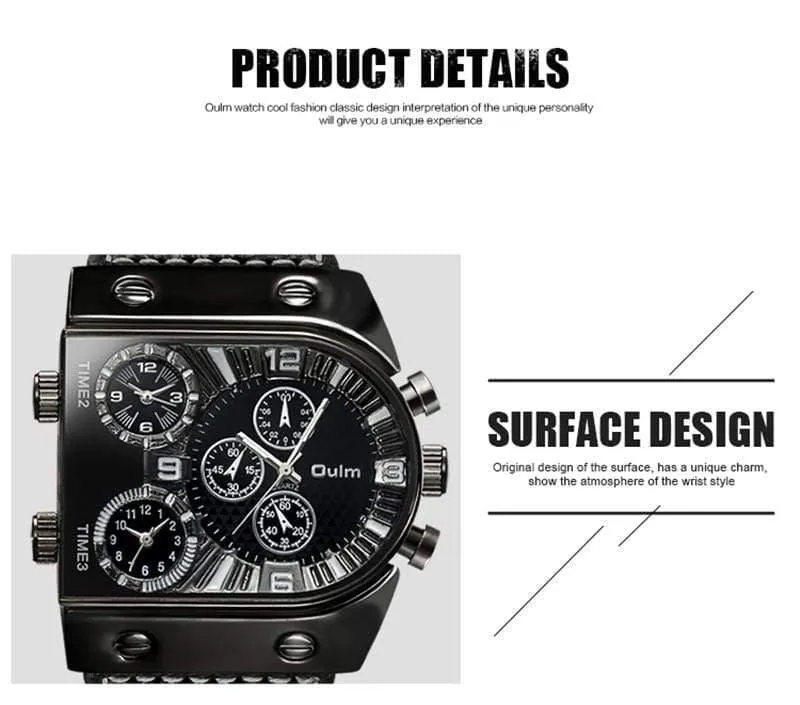 Männer Uhren Herren Quarz Casual Lederband Armbanduhr Sport Mann Multi-Zeit Zone Militär Männliche Uhr Uhr relogios