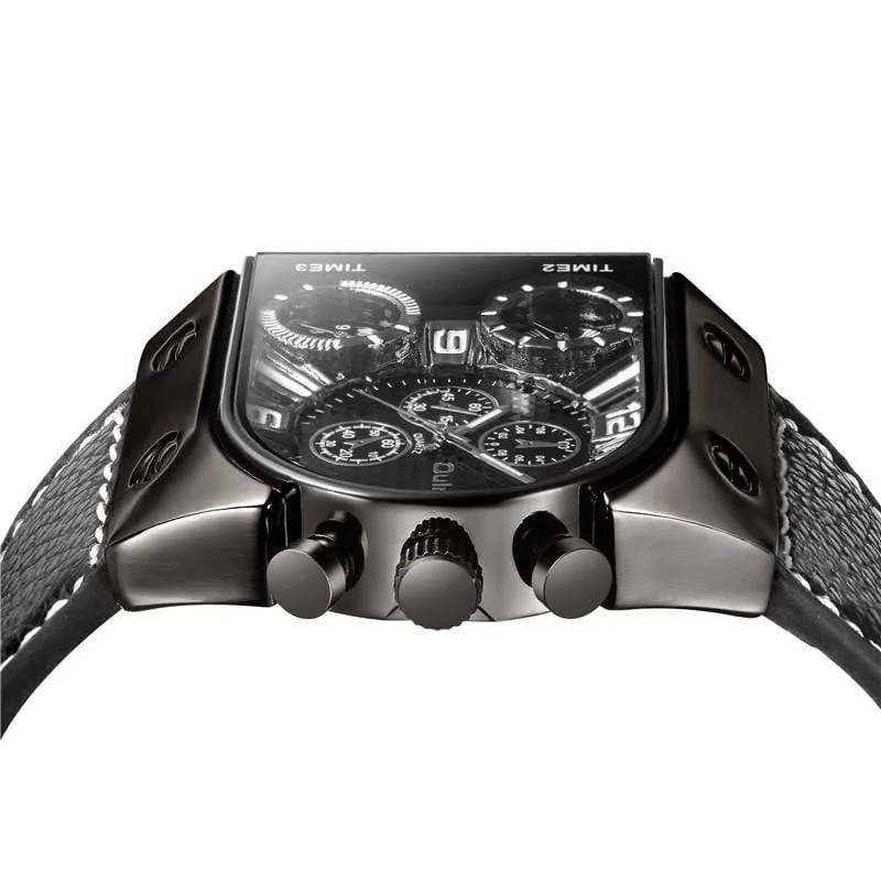 Männer Uhren Herren Quarz Casual Lederband Armbanduhr Sport Mann Multi-Zeit Zone Militär Männliche Uhr Uhr relogios